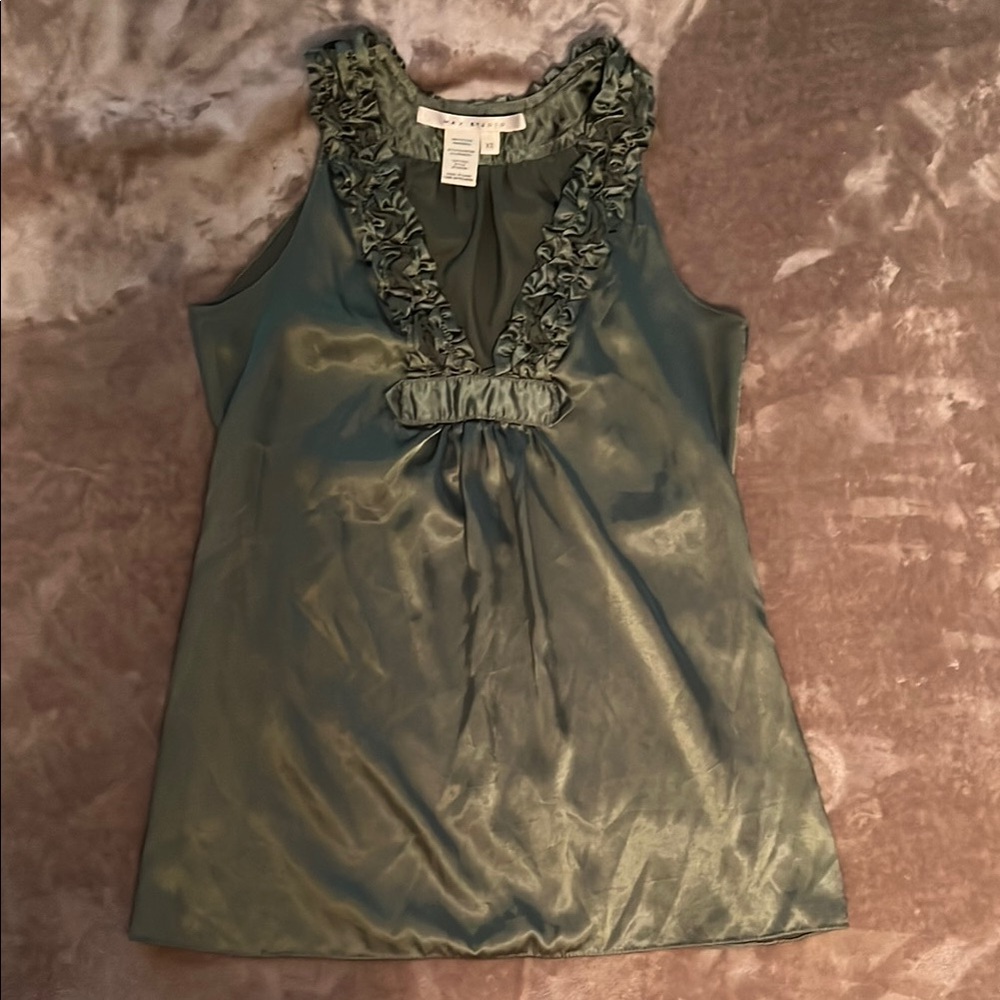 Max Studio Green Ruffle blouse